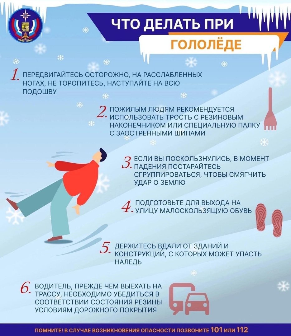 Памятка осторожно гололё