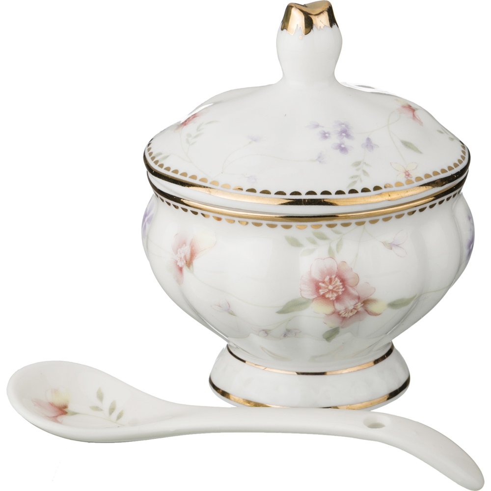 Сахарница "мозаика" 0,65л маки с ложкой м4533