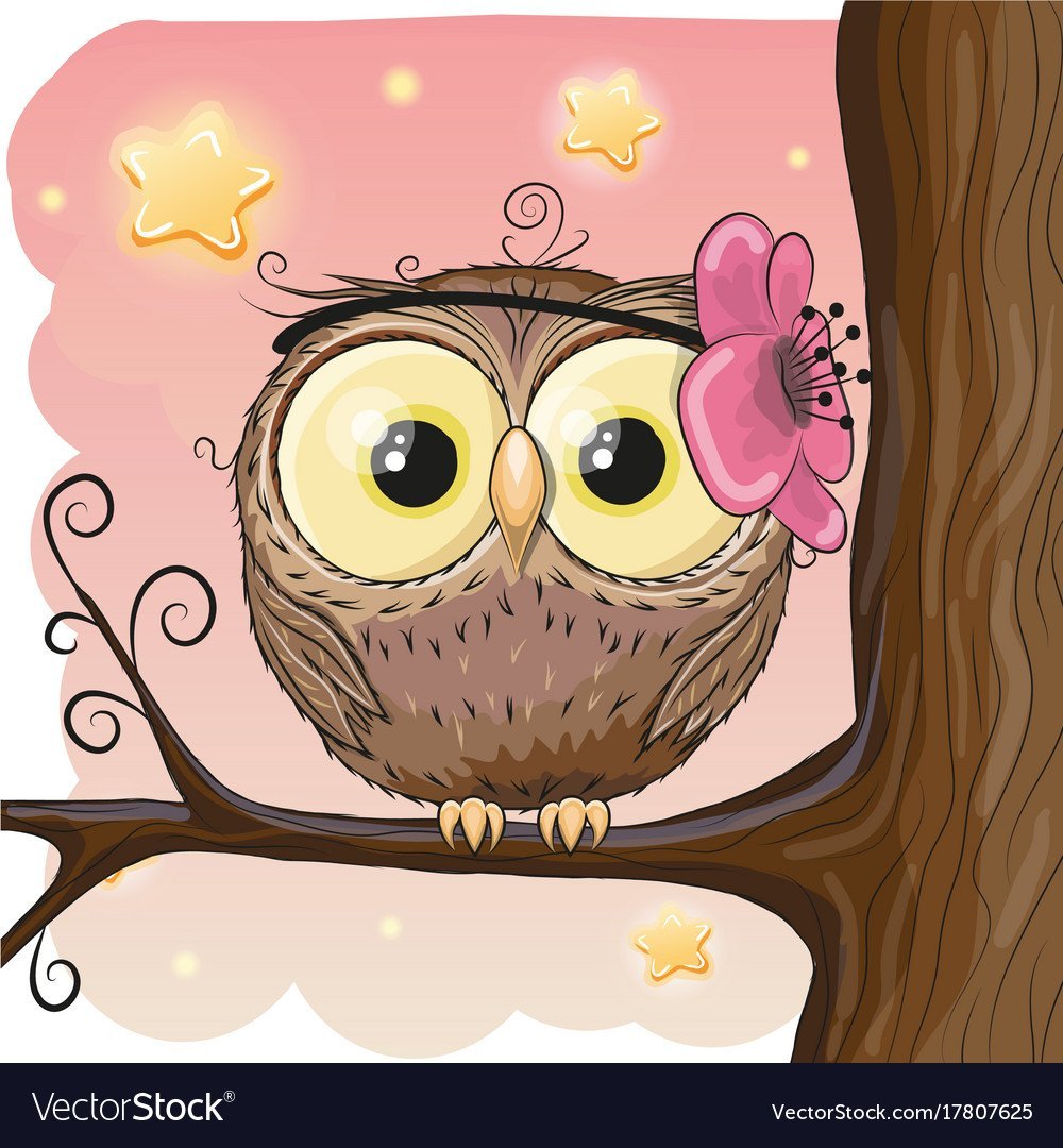 Милая Совушка на ветке