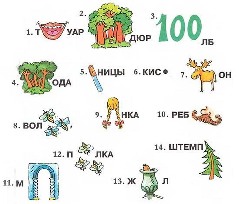 Простые детские ребусы с ответами