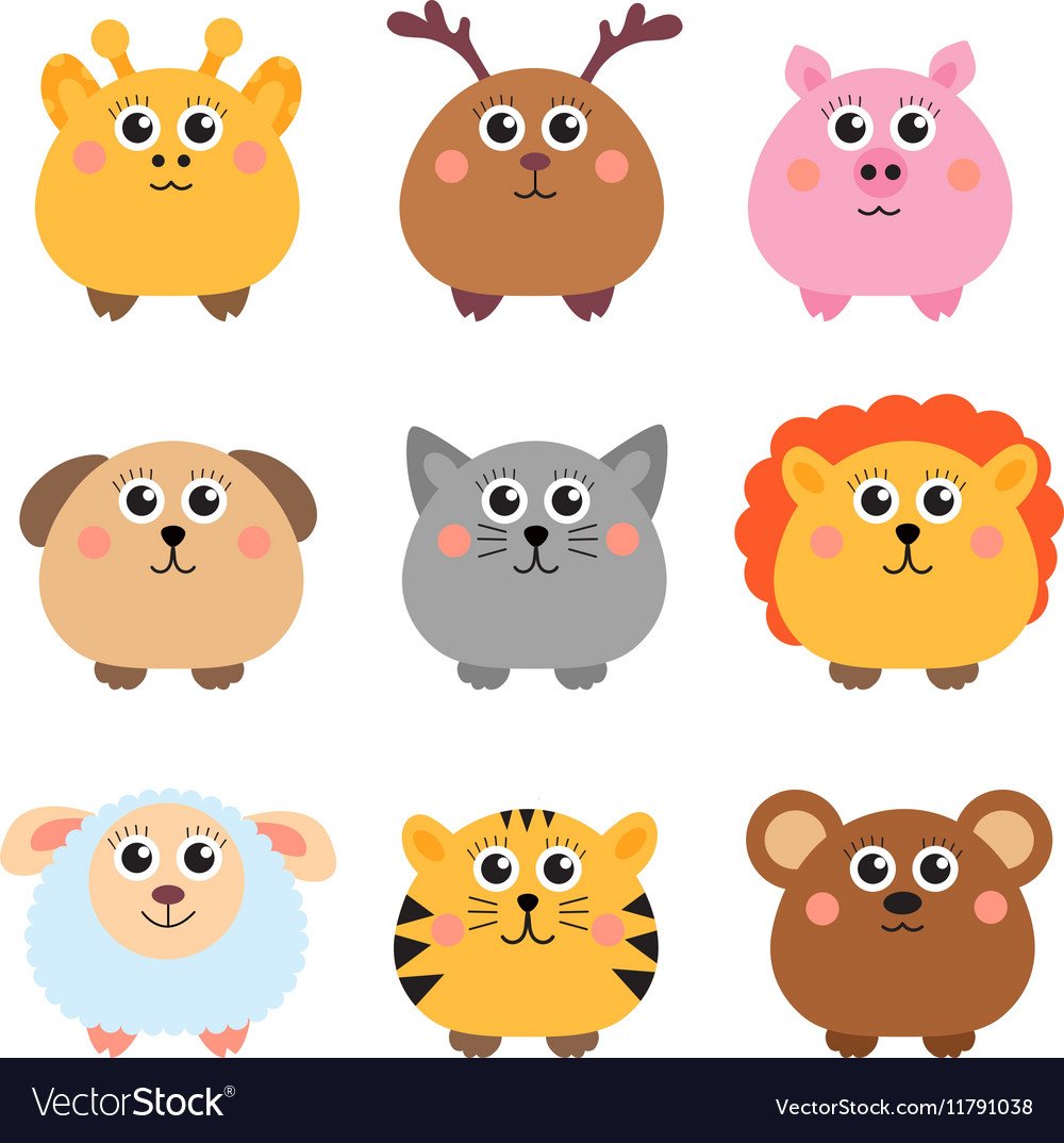 Мордочки животных в круге