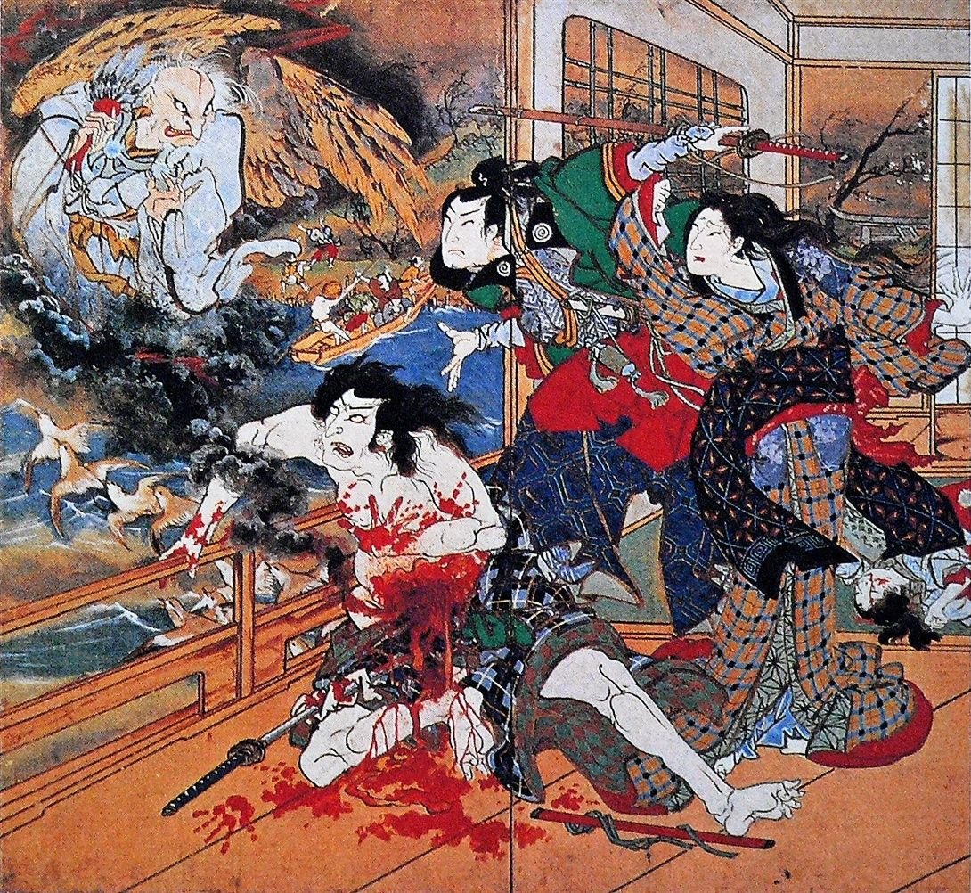 Японские Гравюры Самураи харакири