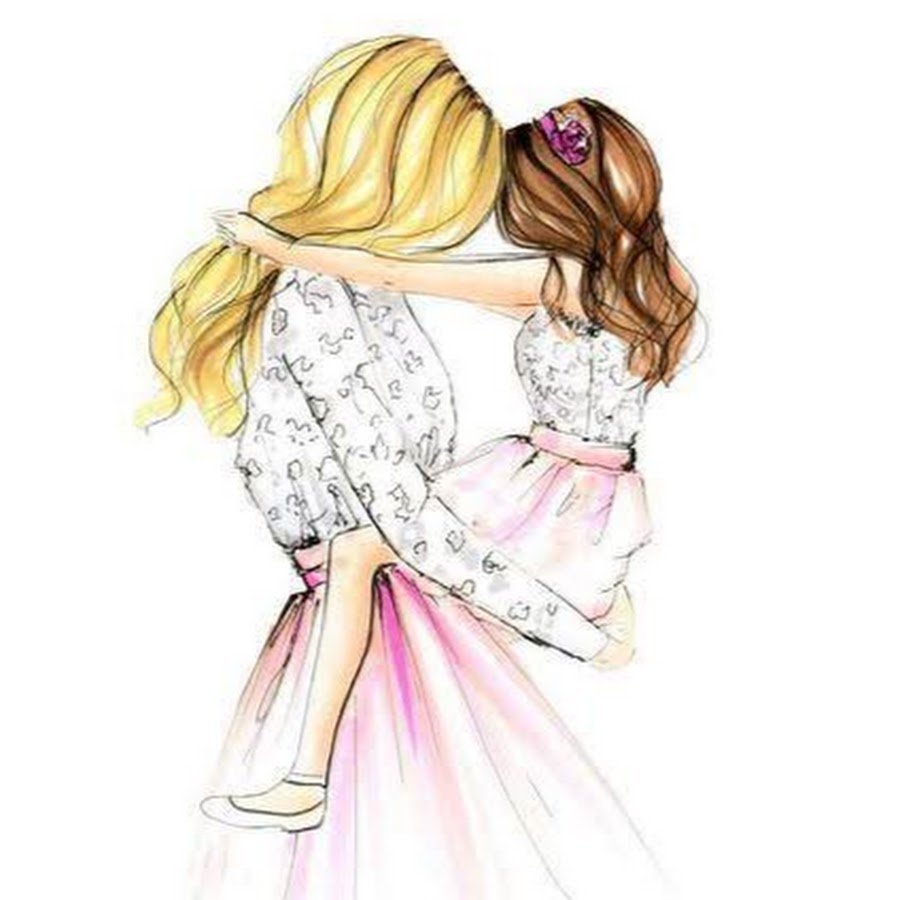 Модные иллюстрации мама и дочка