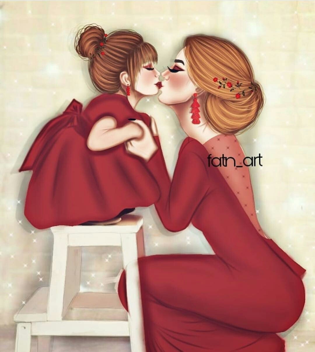 Мама и дочка арт