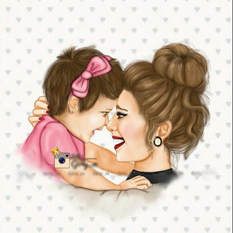 Мама и дочь картинки нарисованные