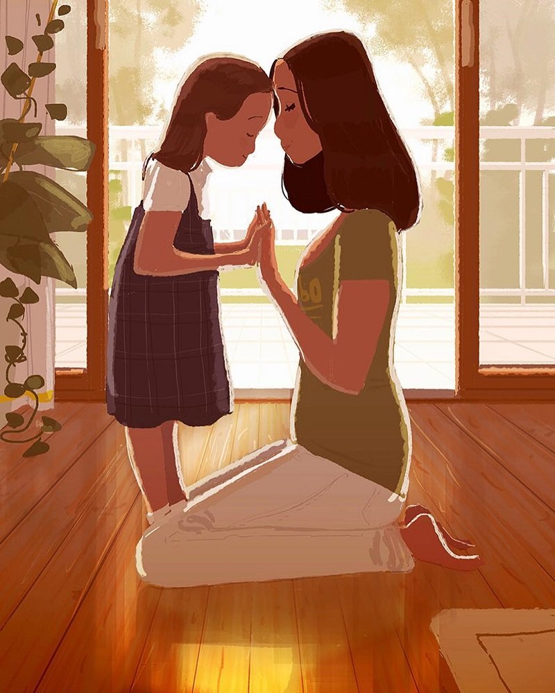 Мама с дочкой иллюстрация