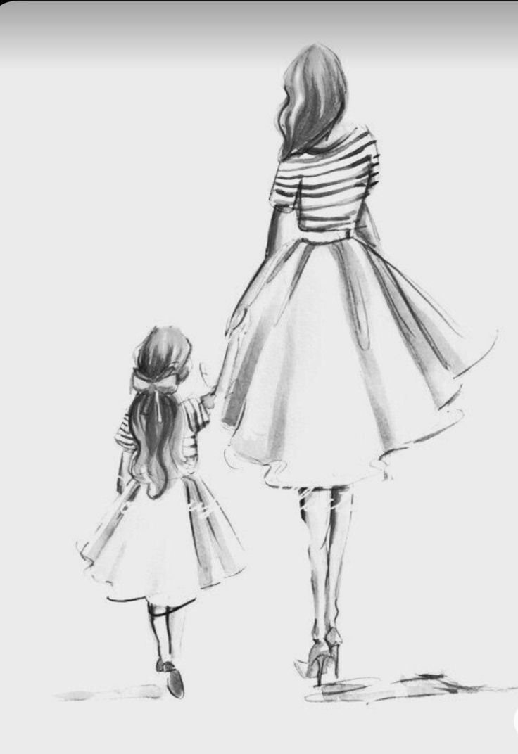 Зарисовки девушка с детьми