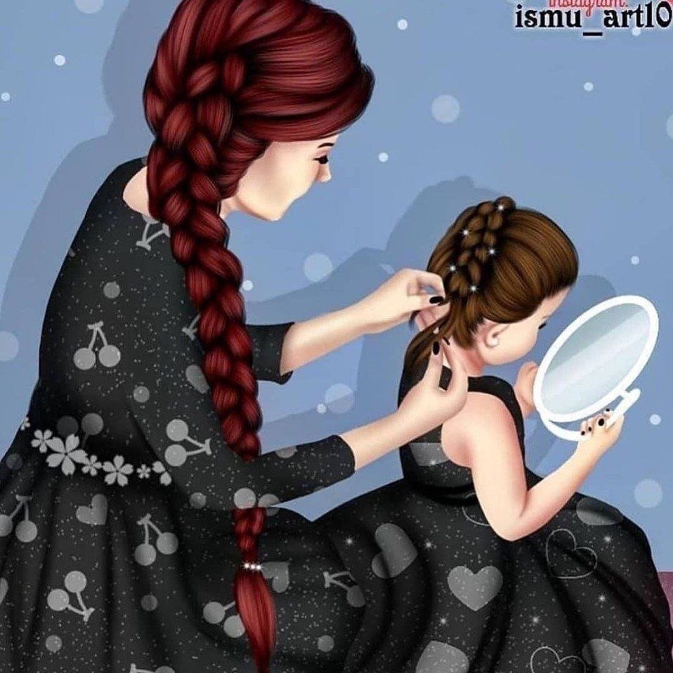 Мама с дочкой иллюстрация