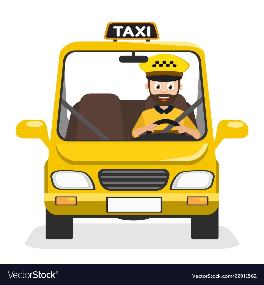 Водитель такси на белом фоне