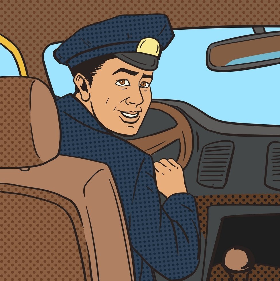 Таксист арт рисунок