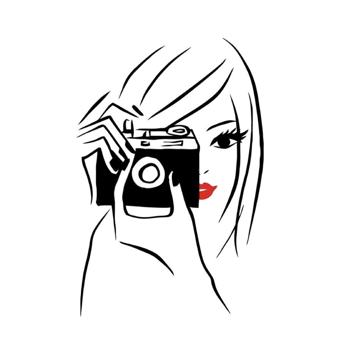 Нарисованная девушка с фотоаппаратом