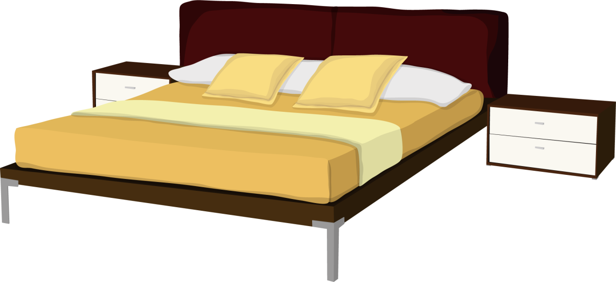 Кровать с матрасом на белом фоне