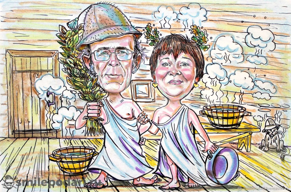 Шарж женщина в бане