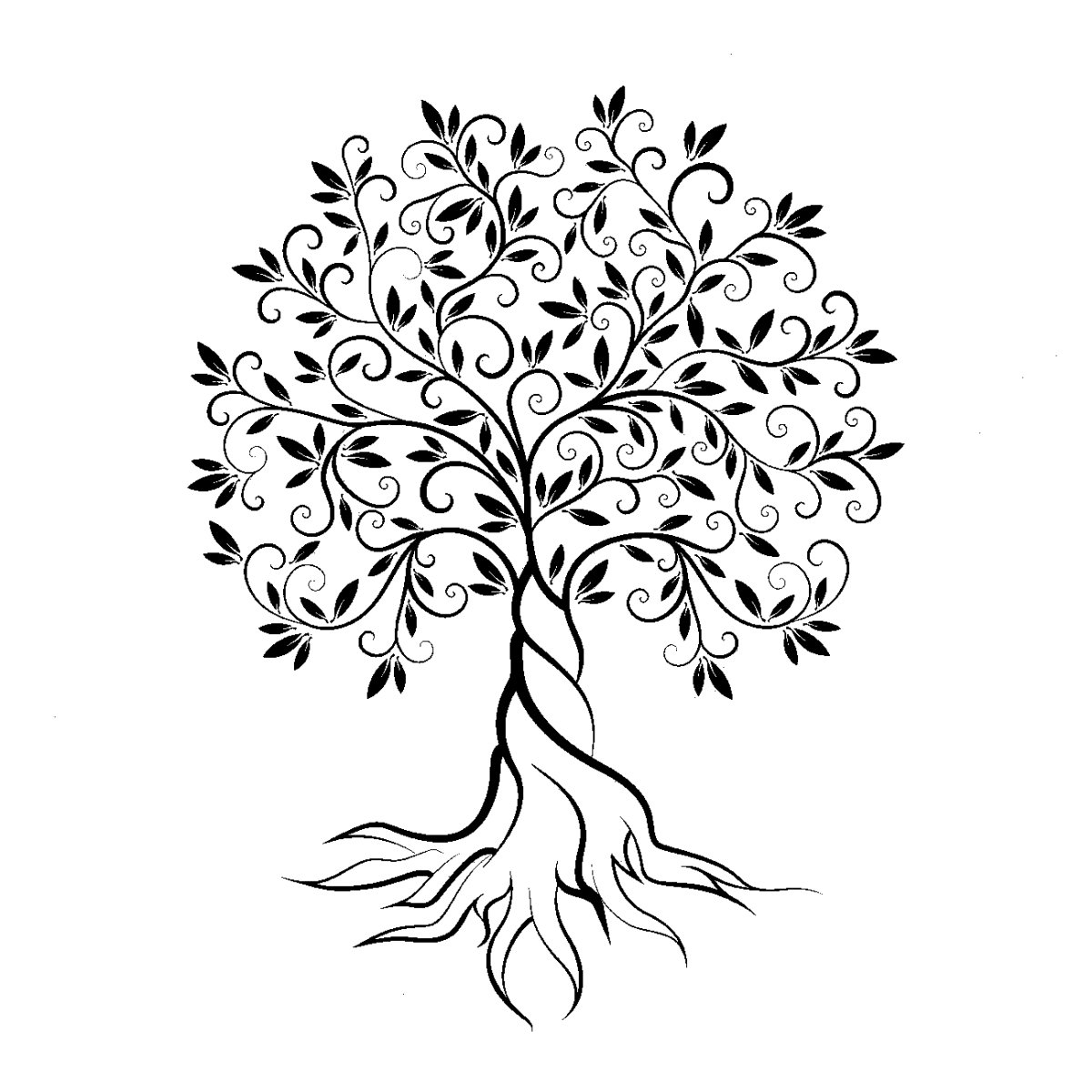 Оливковое дерево силуэт