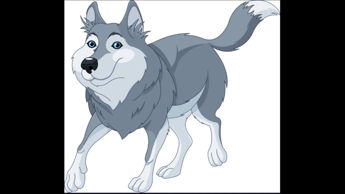 Волк на белом фоне мультяшный