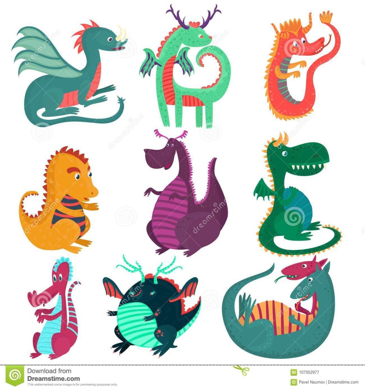Милые драконы векторные