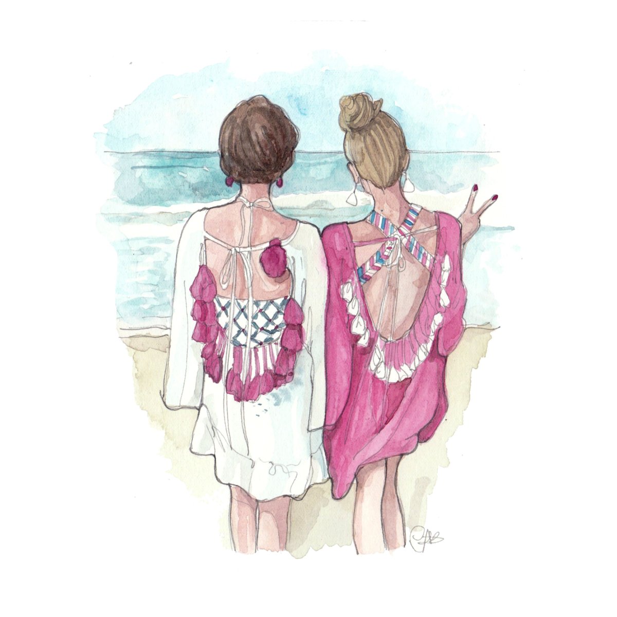 Подруги акварель