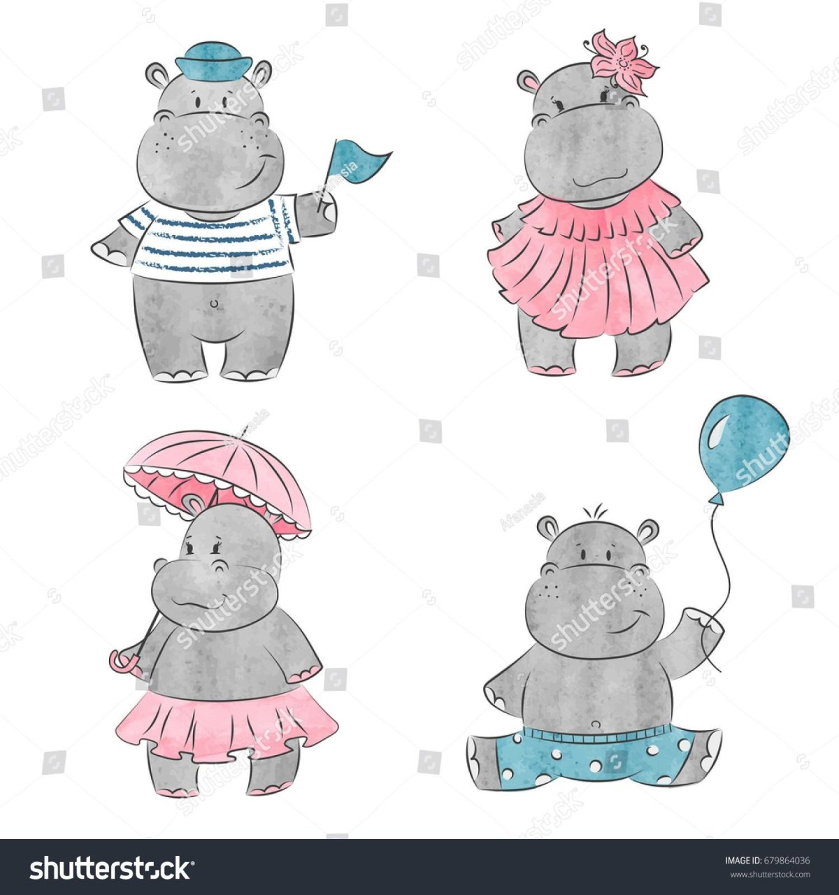 Милый Бегемот вектор