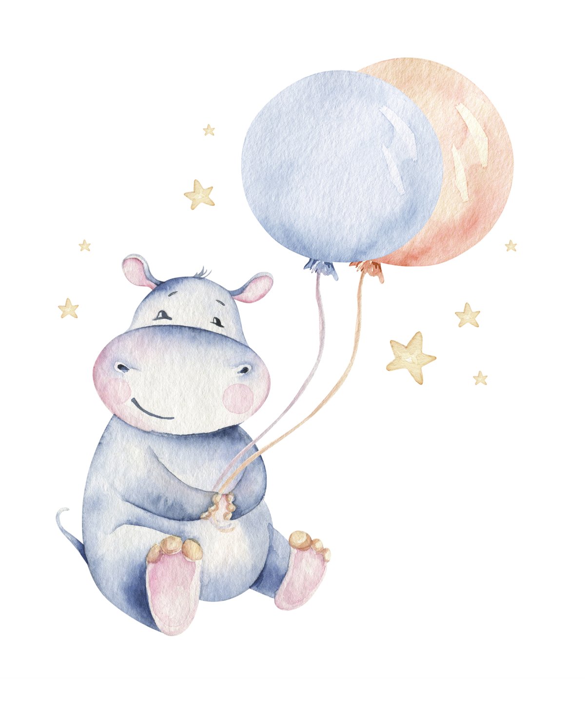 Бегемотик акварель