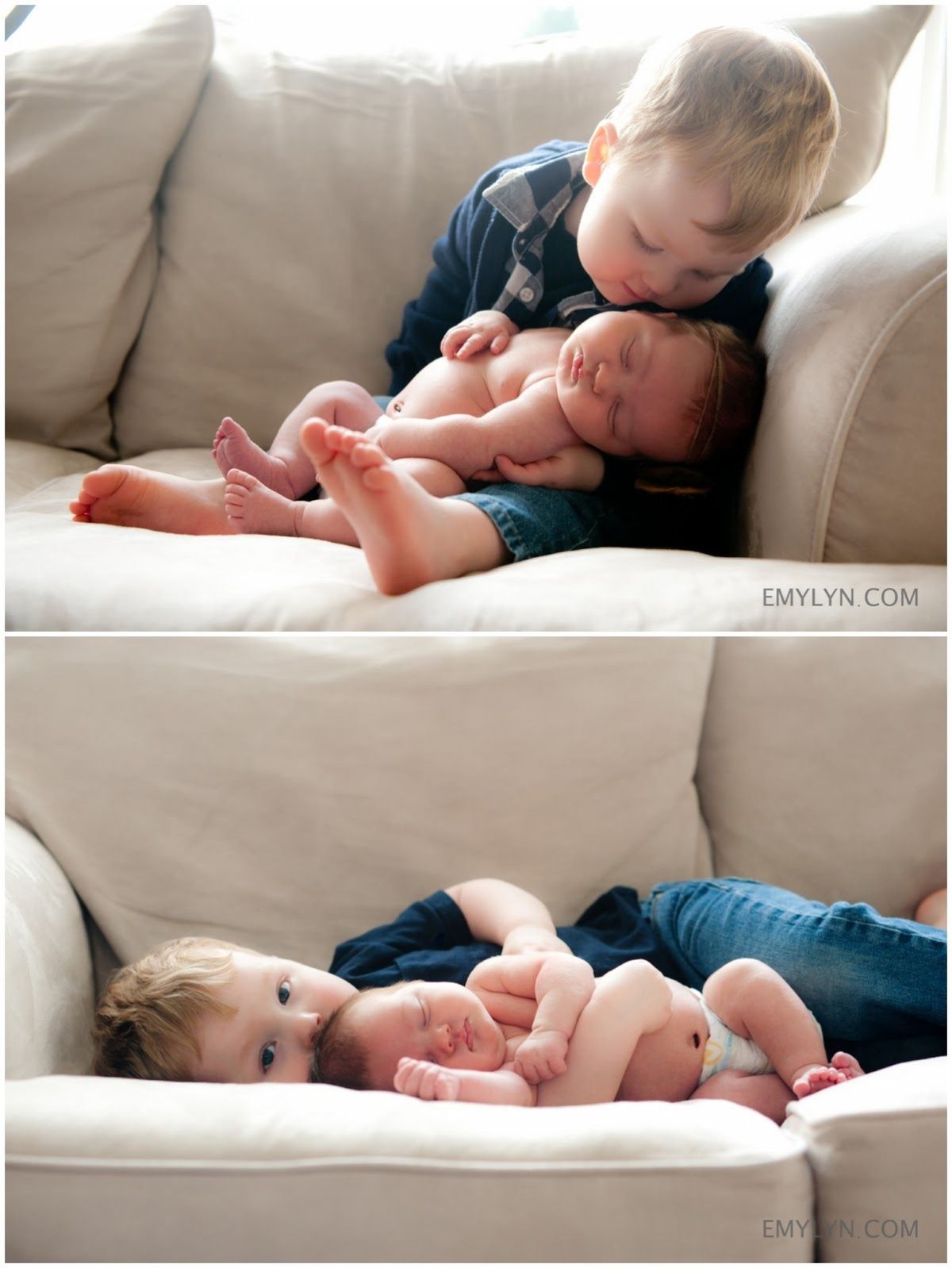 Фотосессия новорожденных с братом
