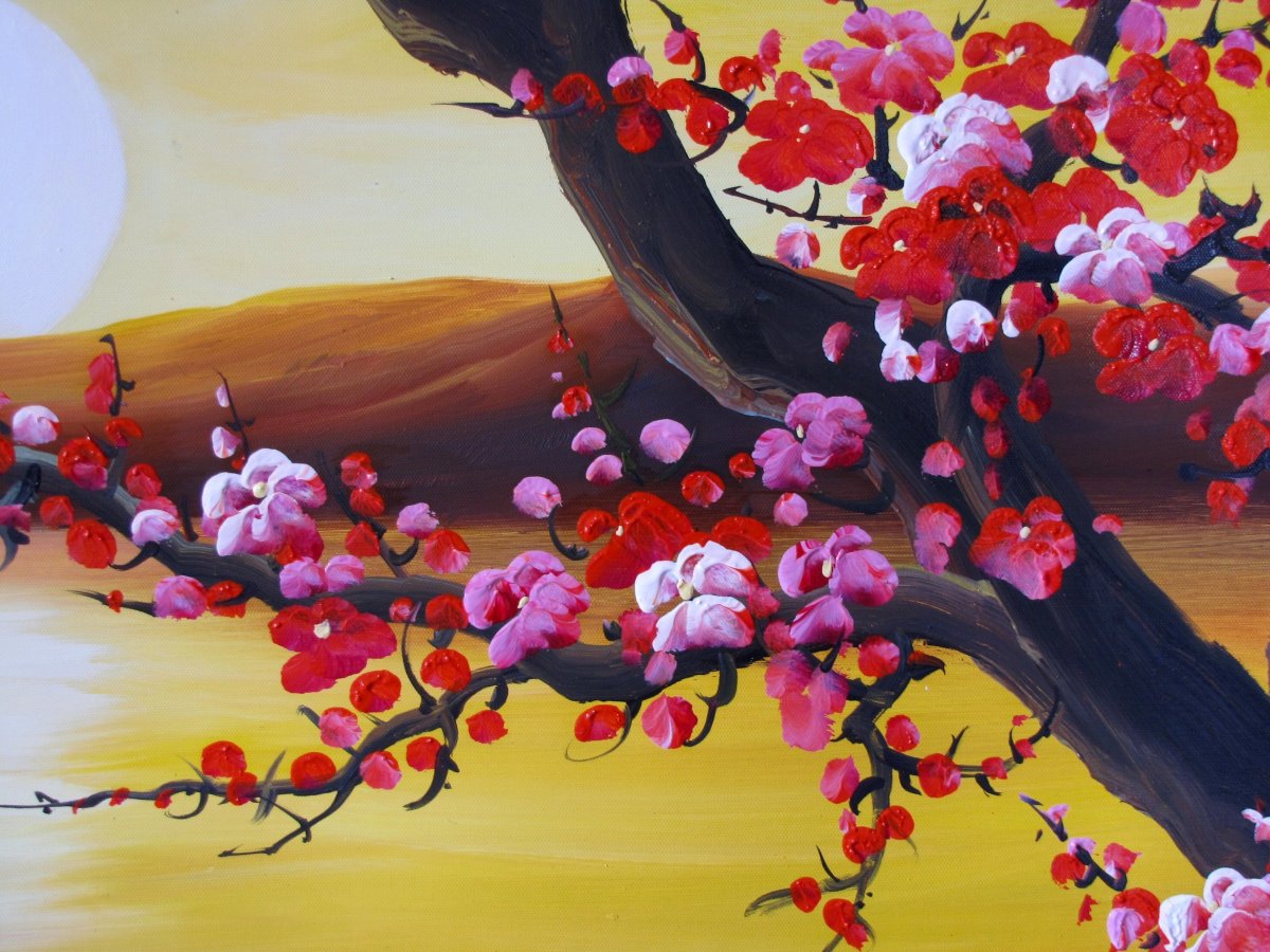 Сакура гуашью