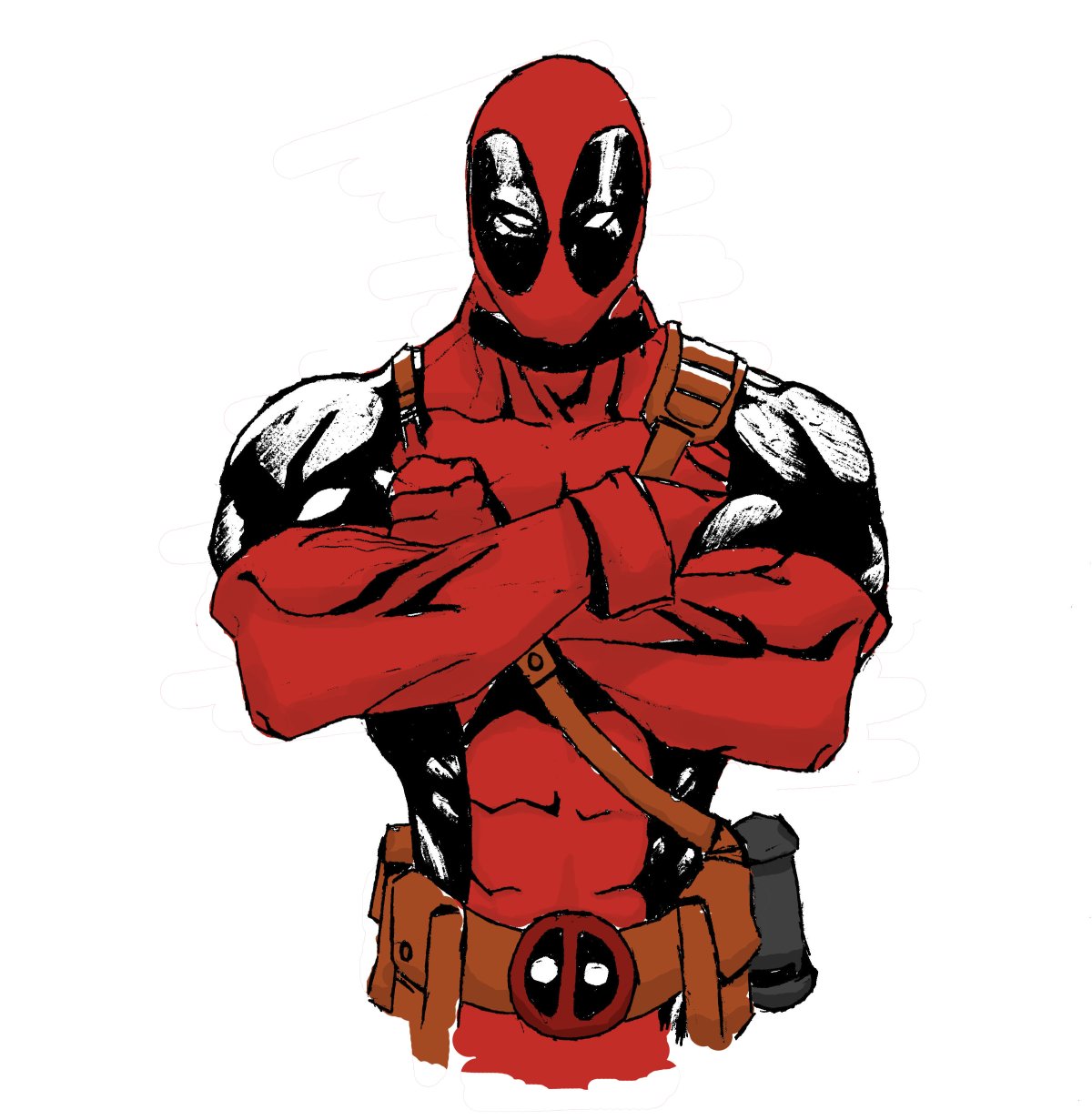 Дэдпул пьет чай на прозрачном фоне