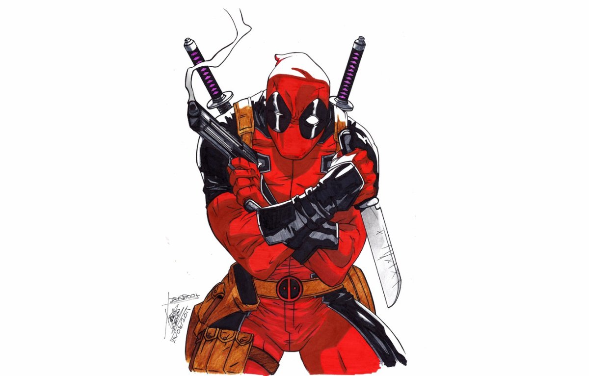 Deadpool на белом фоне