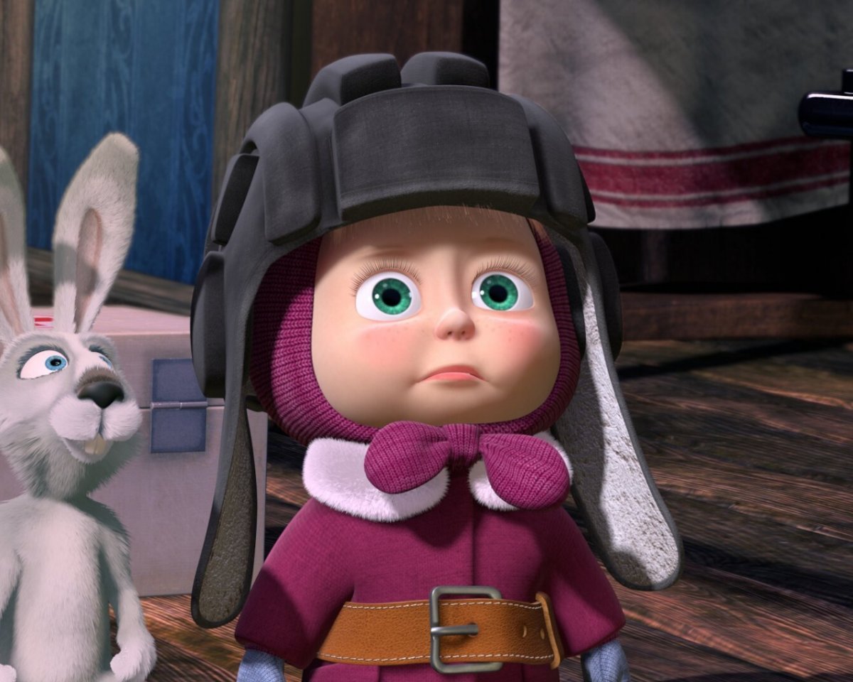 Маша и медведь показывает язык