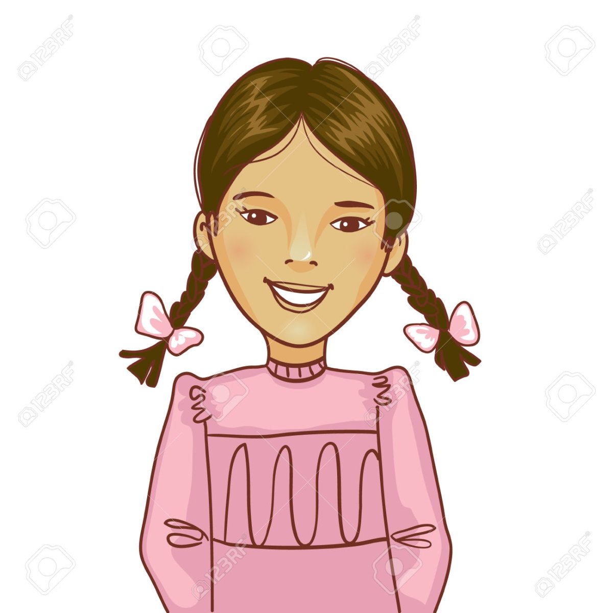 Девочка с косичками иллюстрация