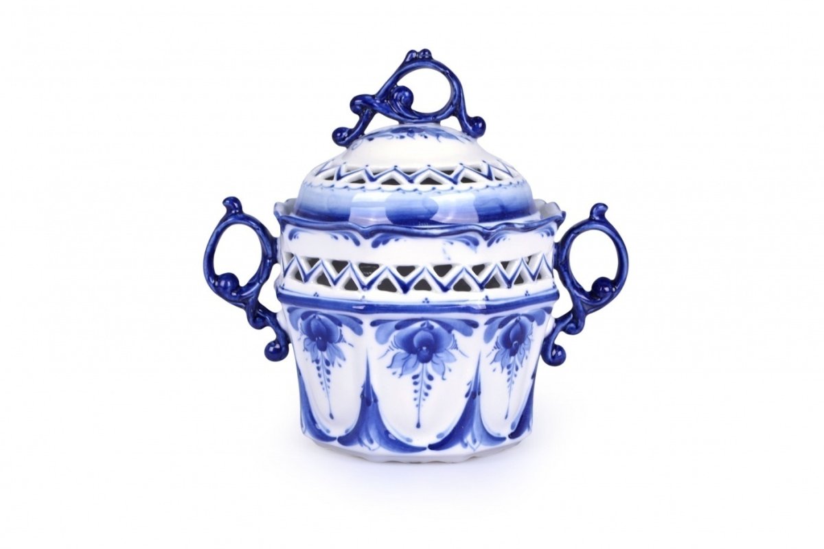 Тарелка фарфор 20см Гжель