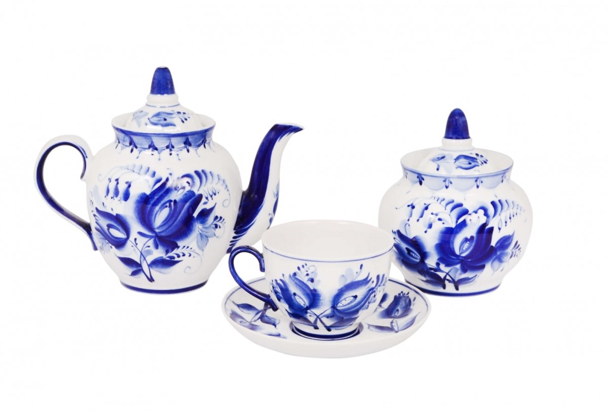 Раскраска Гжельская роспись посуды