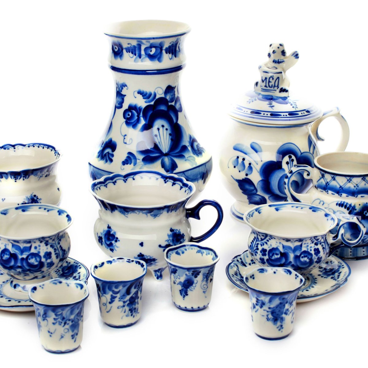 Пирожковая тарелка Гжель