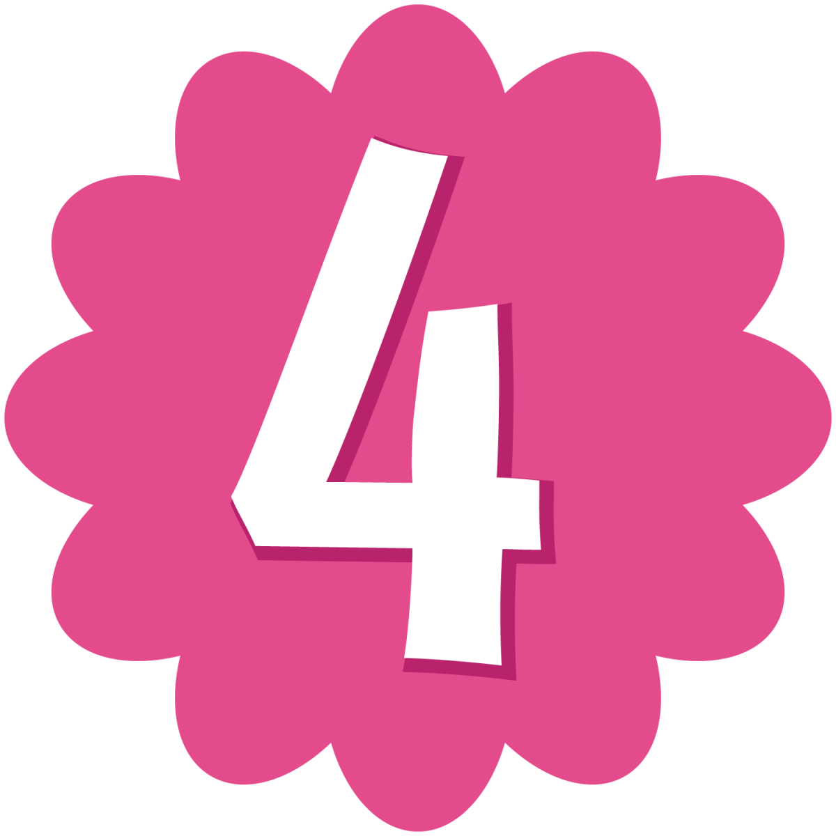 Цифра 4 розовая