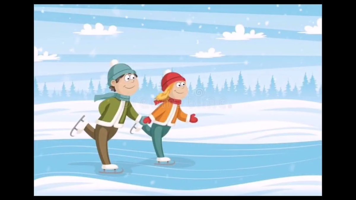 Дети катаются на льду