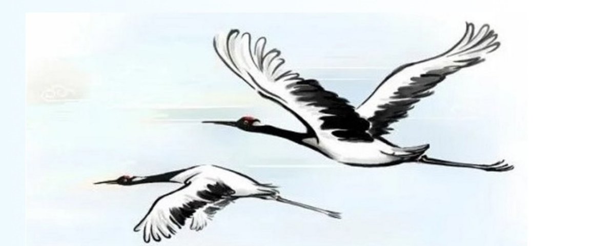 Журавль в полете рисунок