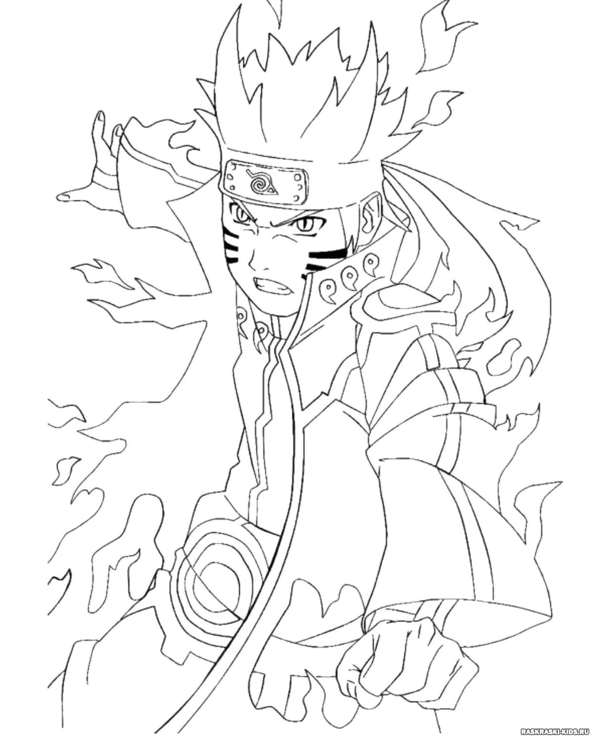 Раскраска Наруто в режиме Девятихвостого