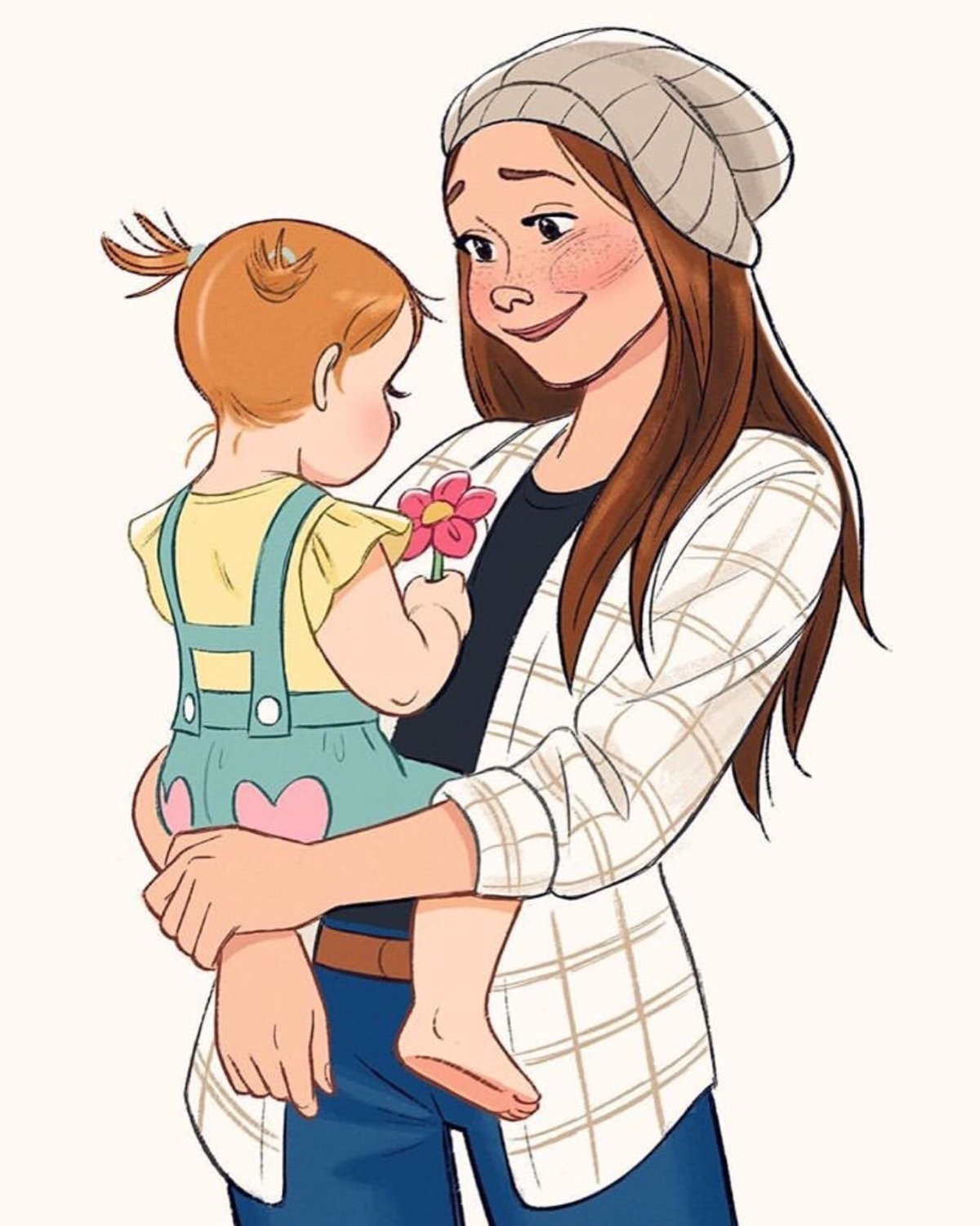 Мультяшная девушка с ребенком