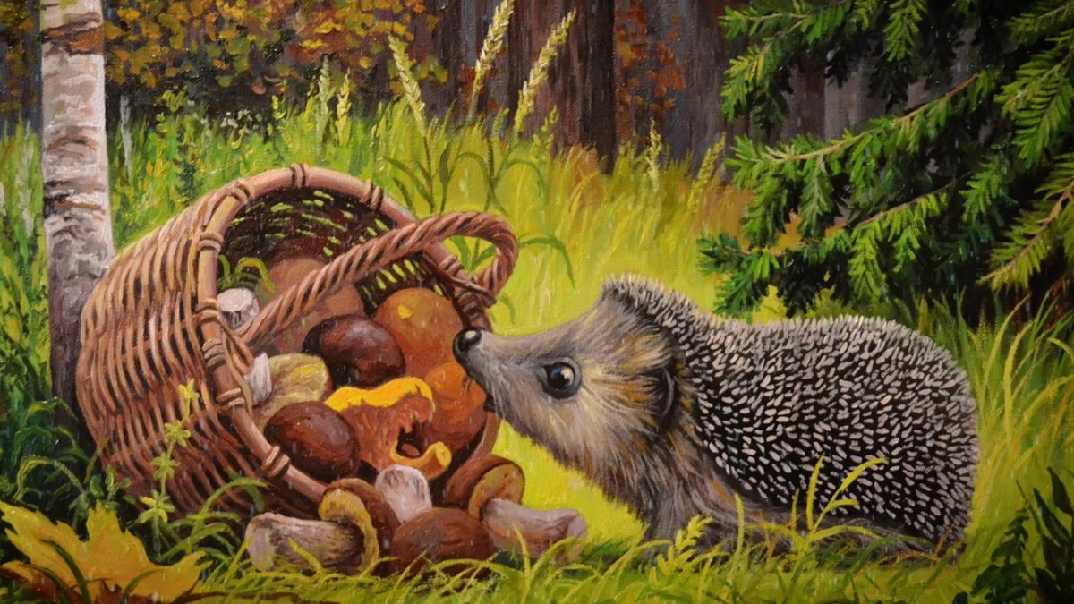 Ежик живопись