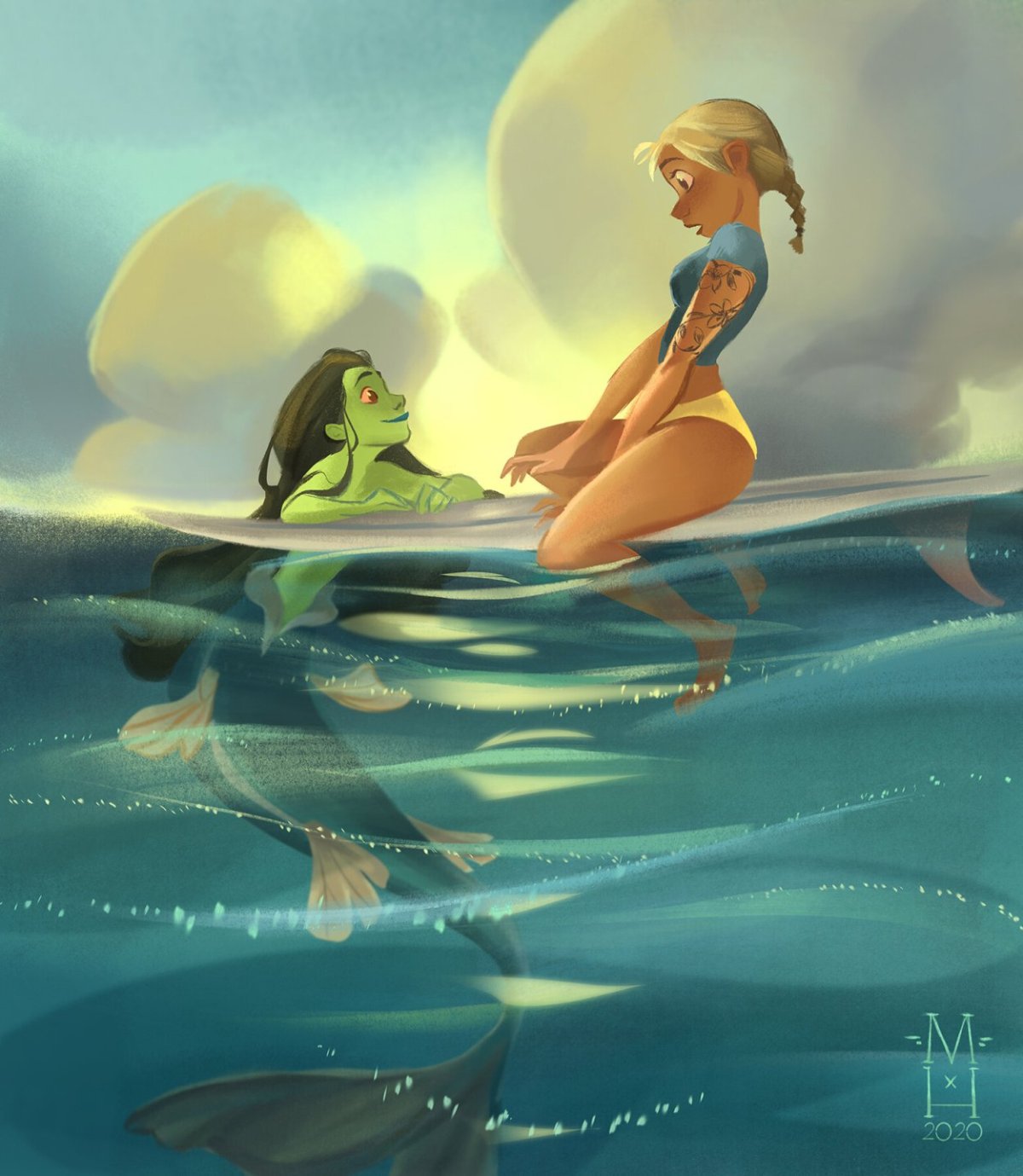 Русалочка в море