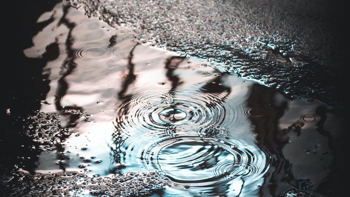 Капли воды на луже