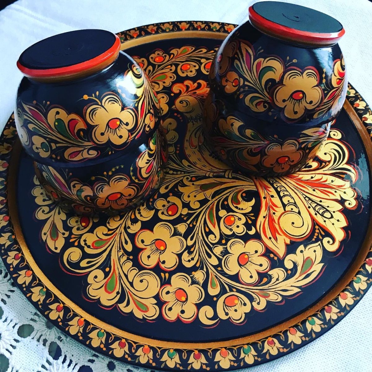 Хохломская роспись тарелка