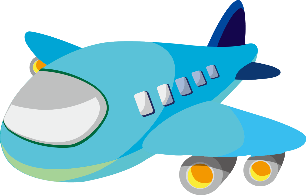 Самолет в небе плоский дизайн