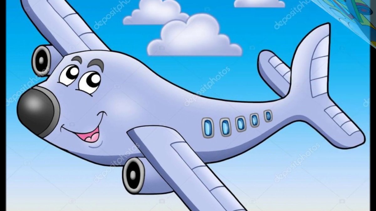 Самолет летит нарисованный