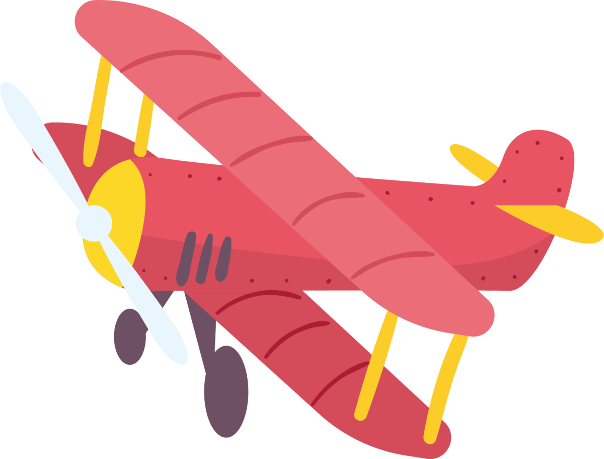 Мультяшный самолет в небе