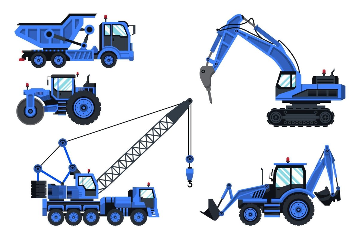 Синий экскаватор