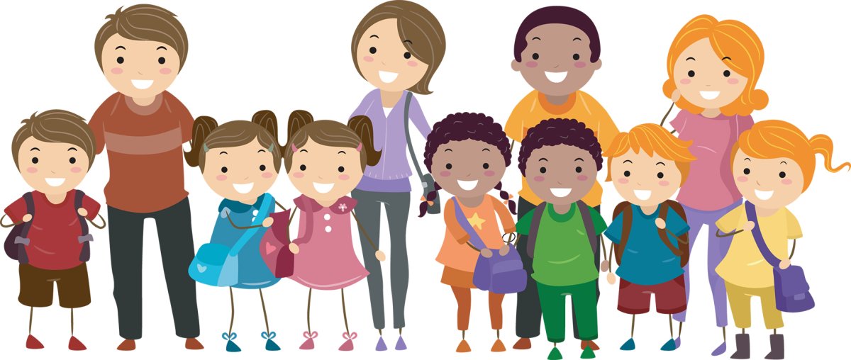 Педагог и дети на белом фоне