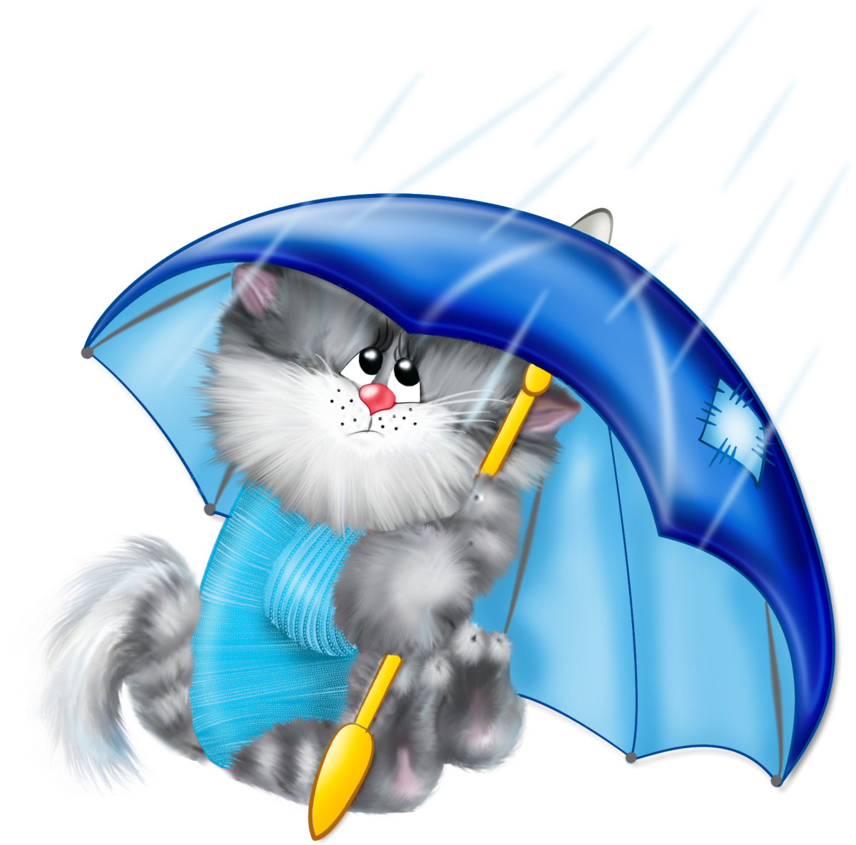 Котенок с зонтиком