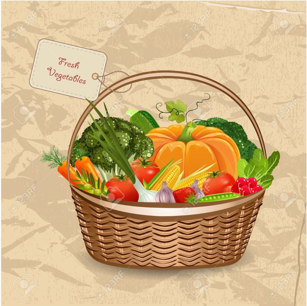 Basket with Vegetables vector simple