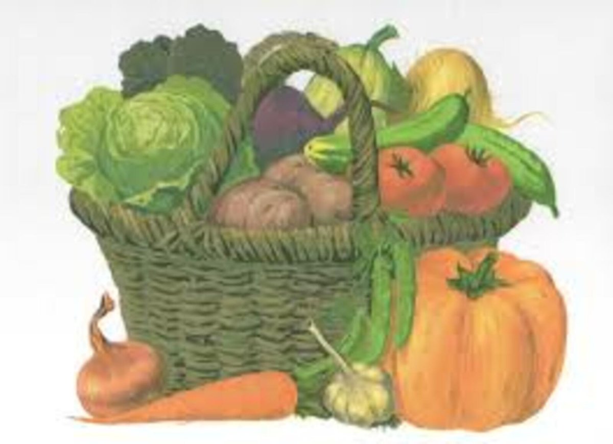 Корзина с мушташными овощами