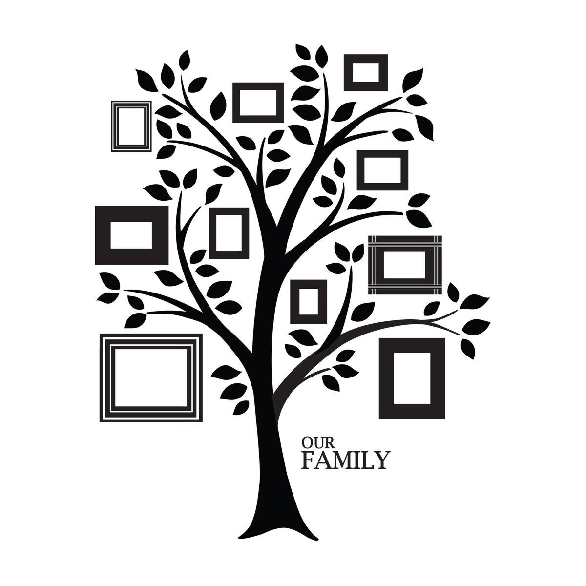 Шаблон дерева на стену